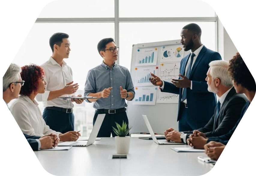 Equipo de negocios e inversionistas